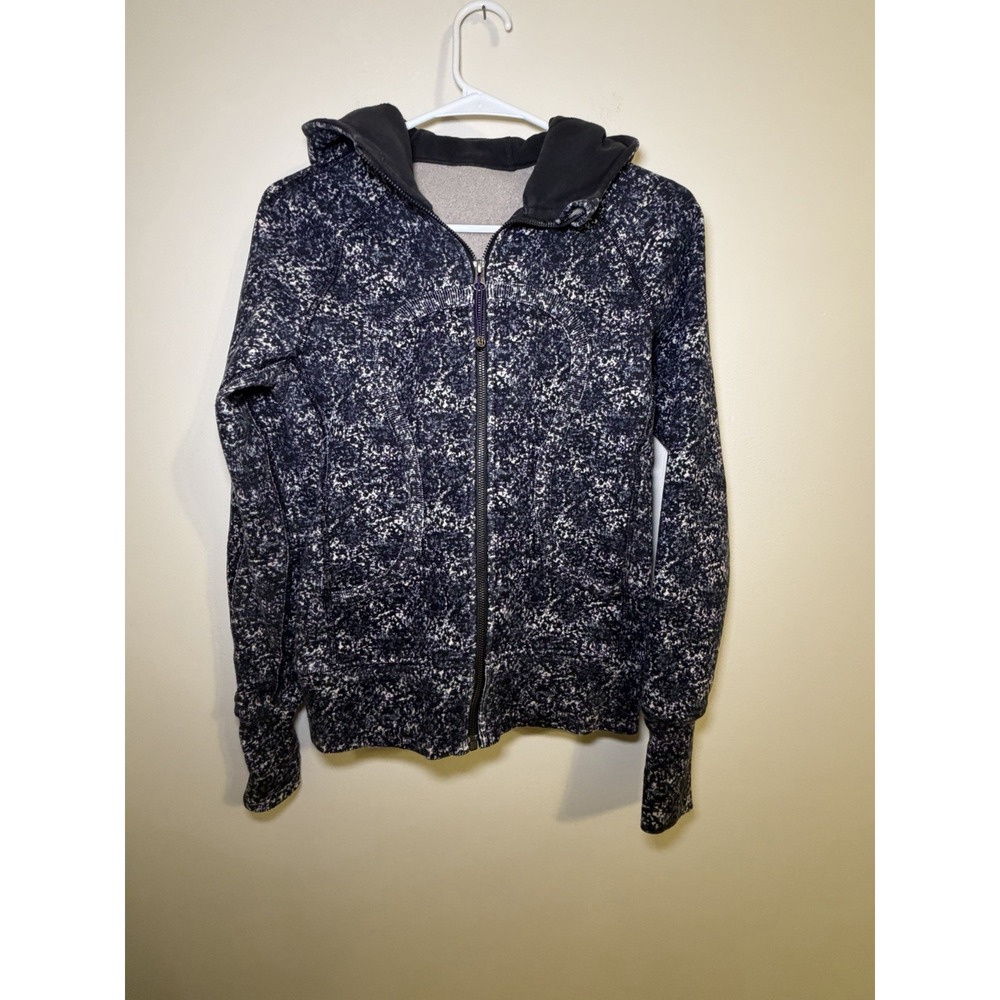 Lululemon Scuba Hoodie Womens Size 4 Blue Speckled Full Zip‎ Sweatshirt Jacket